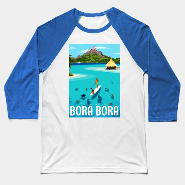 Vintage Travel Poster - Bora Bora Baseball T-Shirt by Starbase79